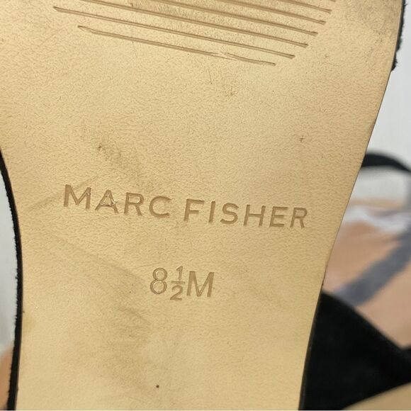 Marc Fisher King Pearl Ruffle Block Heel Suede Sandal Black 8.5 - Picture 11 of 13